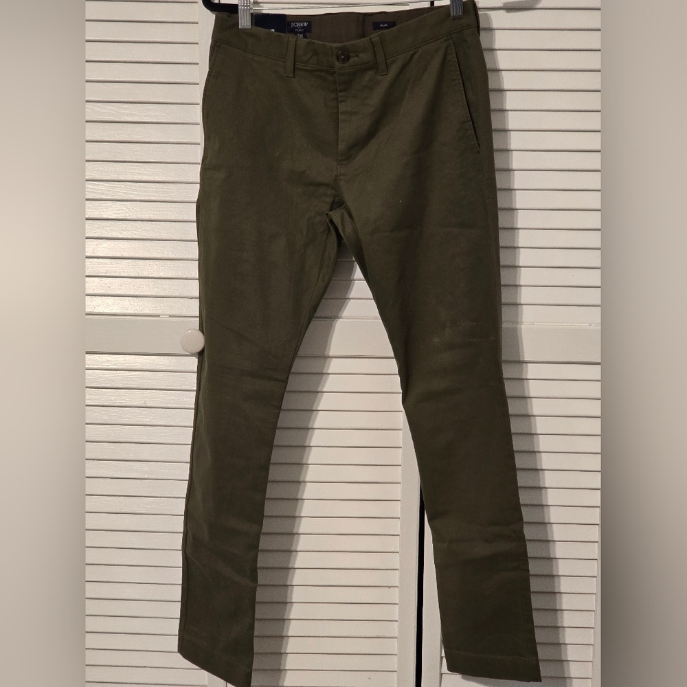 J. Crew Slim Flex TruTemp365 Pants 29x30 Olive Green Mens NWT